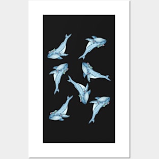 Floral Humpback Whale print - Hippie whale Posters and Art